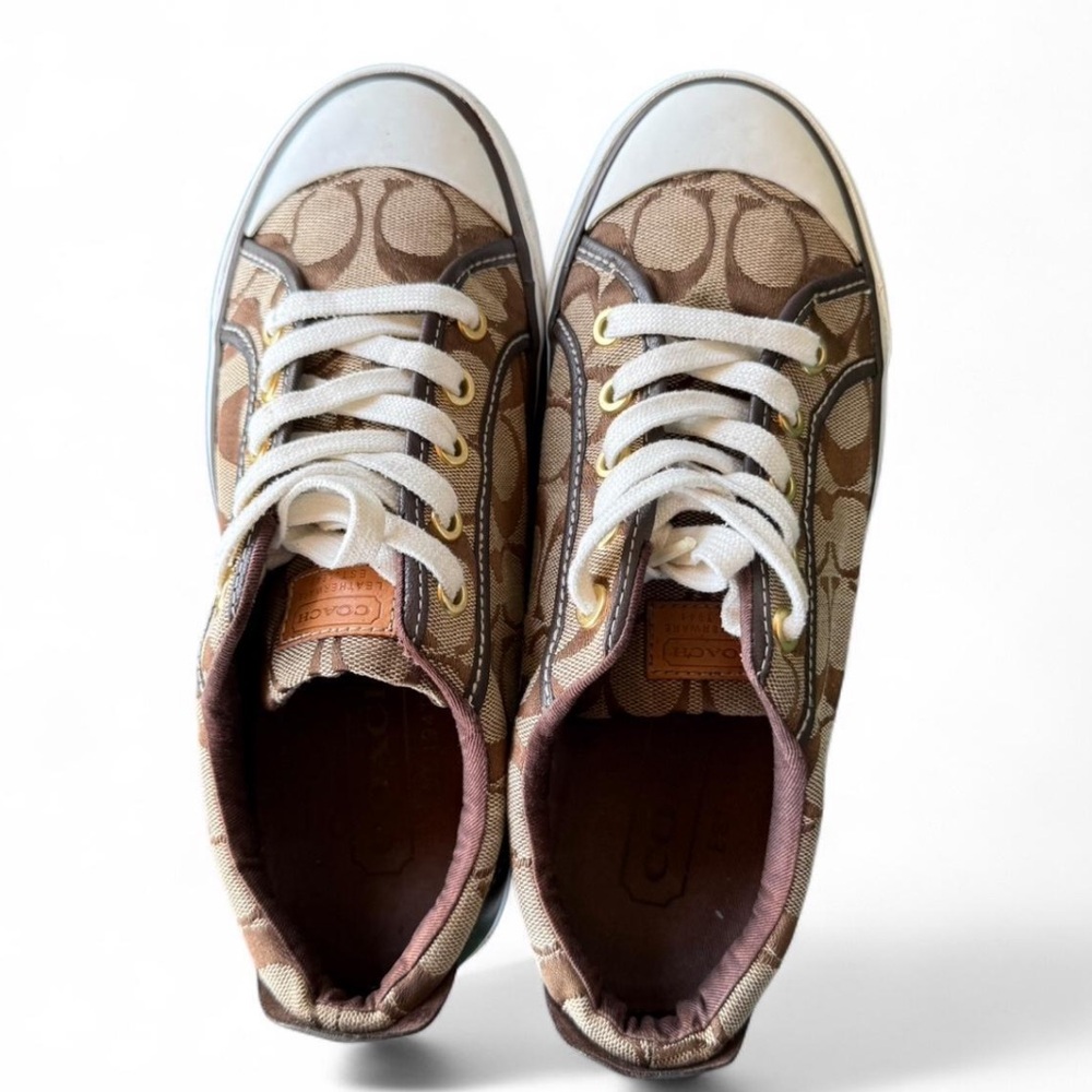 Coach Brown and White Patterned Sneakers